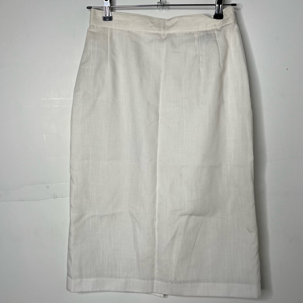 Vintage 90s Sag Harbor Cream White Pencil Skirt Size 4 Knee Length Fully Lined